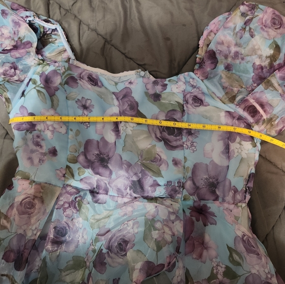 Shein Floral Print Puffed Sleeve Dress - Picture 5 of 8